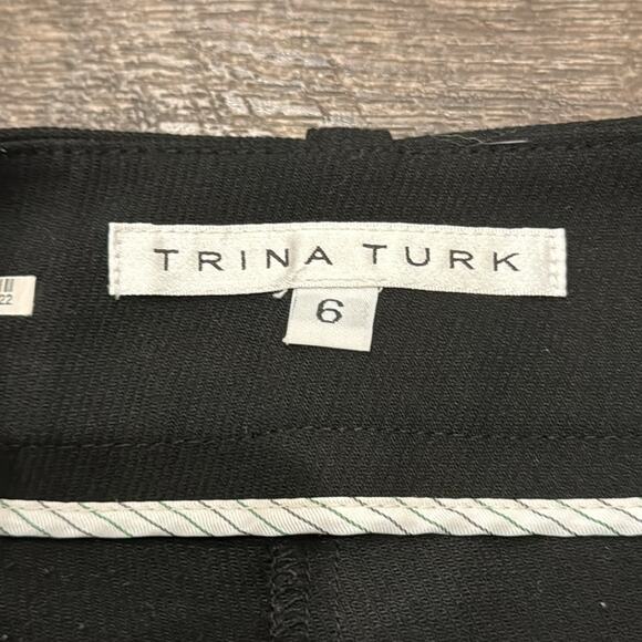 Trina Turk Women's Textured Wide Leg Trouser Pants Black Size 6 - Picture 6 of 7